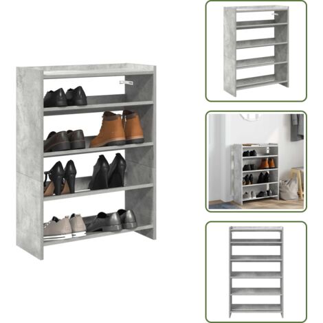 Scarpiera per casa - vidaXL Scarpiera Grigio Cemento 60x25x81 cm in Legno Multistrato - Scarpiera salvaspazio