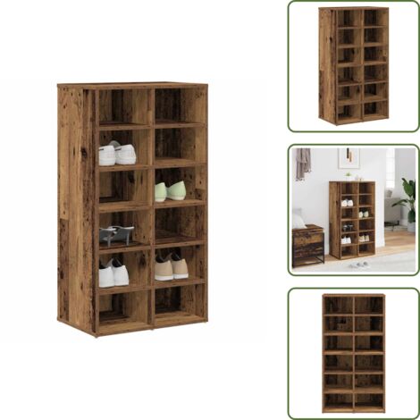 Scarpiera per casa - vidaXL Scarpiera Legno Antico 54x34x100,5 cm in Truciolato - Scarpiera decorativa