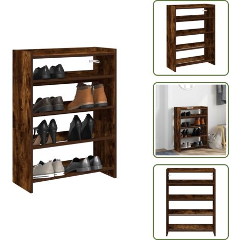 Scarpiera per casa - vidaXL Scarpiera Rovere Fumo 60x25x81 cm in Legno Multistrato - Scarpiera salvaspazio