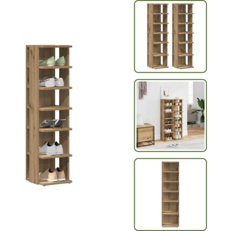 Scarpiera per casa - vidaXL Scarpiere 2 pz Rovere Artigianale 28x27x102 cm in Truciolato - Scarpiera con ripiani