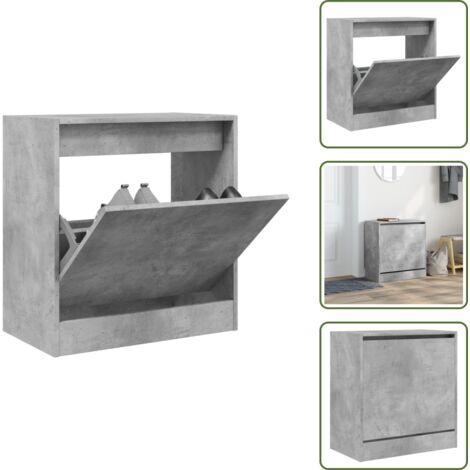 Scarpiera per corridoi - vidaXL Scarpiera Grigio Cemento 60x34x63,5 cm in Legno Multistrato - Scarpiera da parete