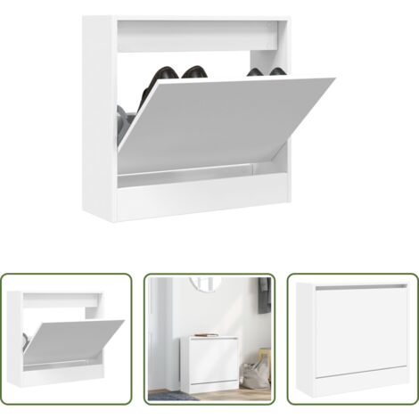 Scarpiera per ingresso -  Scarpiera Bianca 60x21x57 cm in Legno Multistrato