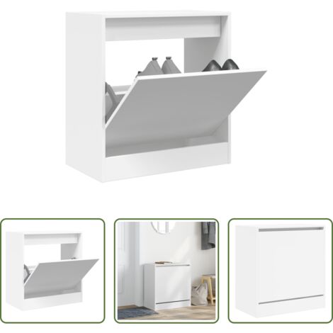 Scarpiera per ingresso -  Scarpiera Bianca 60x34x63,5 cm in Legno Multistrato