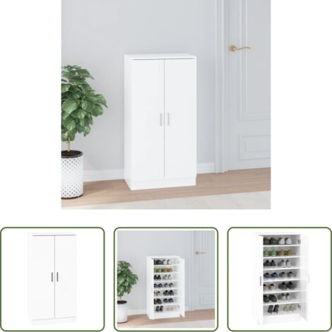 Scarpiera per ingresso -  Scarpiera Bianco Lucido 55x35x108 cm in Legno Multistrato