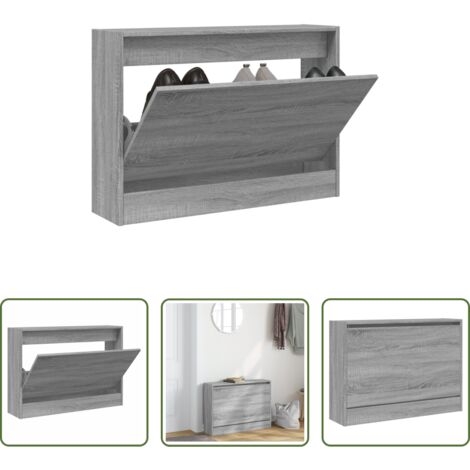 Scarpiera per ingresso -  Scarpiera Grigio Sonoma 80x21x57 cm in Legno Multistrato