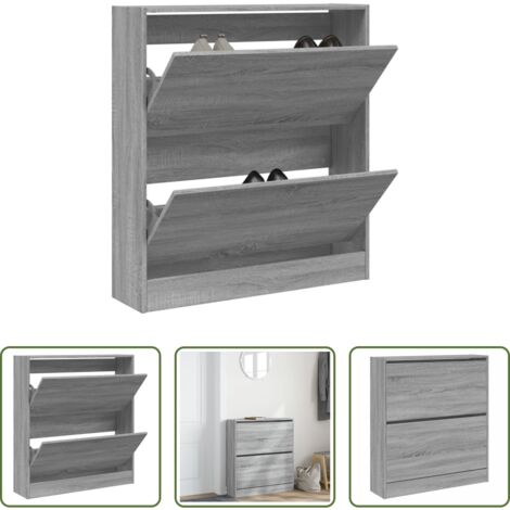 Scarpiera per ingresso -  Scarpiera Grigio Sonoma 80x21x87,5 cm in Legno Multistrato