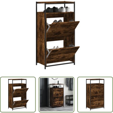 Scarpiera per ingresso -  Scarpiera Rovere Fumo 60x34x112 cm in Legno Multistrato