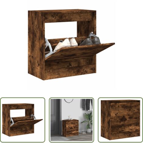 Scarpiera per ingresso -  Scarpiera Rovere Fumo 60x34x63,5 cm in Legno Multistrato