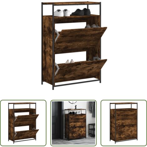 Scarpiera per ingresso -  Scarpiera Rovere Fumo 75x34x112 cm in Legno Multistrato