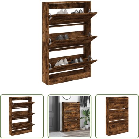 Scarpiera per ingresso -  Scarpiera Rovere Fumo 80x21x125,5 cm in Legno Multistrato