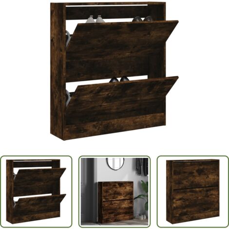 Scarpiera per ingresso -  Scarpiera Rovere Fumo 80x21x87,5 cm in Legno Multistrato