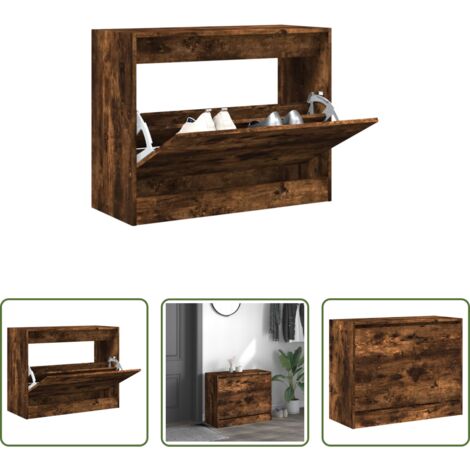 Scarpiera per ingresso -  Scarpiera Rovere Fumo 80x34x63 cm in Legno Multistrato