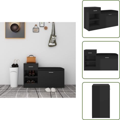 Scarpiera per ingresso - vidaXL Panca Porta Scarpe Nero Lucido 94,5x31x57cm Legno Multistrato - Scarpiera per corridoi