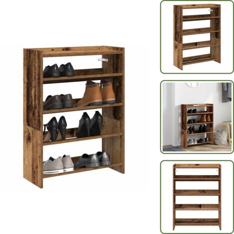 Scarpiera per ingresso - vidaXL Scarpiera Legno Antico 60x25x81 cm in Legno Multistrato - Scarpiera salvaspazio