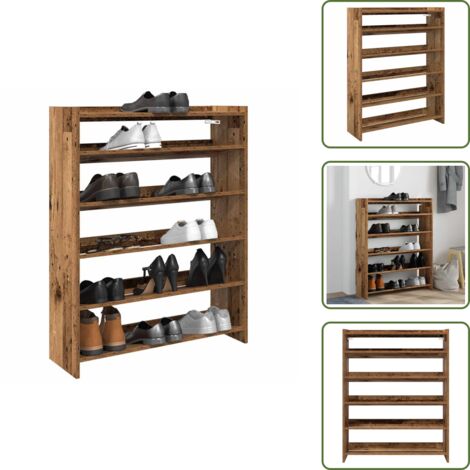 Scarpiera per ingresso - vidaXL Scarpiera Legno Antico 80x25x100 cm in Legno Multistrato - Scarpiera salvaspazio