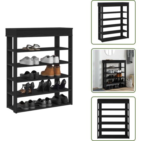 Scarpiera per ingresso - vidaXL Scarpiera Nera 80x30x98 cm in Legno Multistrato - Scarpiera salvaspazio