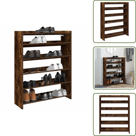 Scarpiera per ingresso - vidaXL Scarpiera Rovere Fumo 80x25x100 cm in Legno Multistrato - Scarpiera salvaspazio