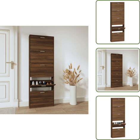 Scarpiera per ingresso - vidaXL Scarpiera Rovere Marrone 59x17x169 cm in Legno Multistrato - Scarpiera per soggiorno