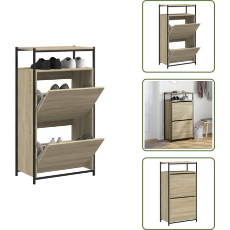 Scarpiera per ingresso - vidaXL Scarpiera Rovere Sonoma 60x34x112 cm in Legno Multistrato - Scarpiera salvaspazio