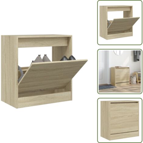 Scarpiera per ingresso - vidaXL Scarpiera Rovere Sonoma 60x34x63,5 cm in Legno Multistrato - Scarpiera per corridoi