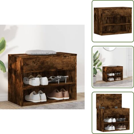 Scarpiera per interni - vidaXL Scarpiera Rovere Fumo 60x30x45 cm in Legno Multistrato - Scarpiera con ripiani