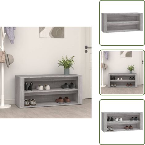 Scarpiera per scarpe - vidaXL Scarpiera Grigio Sonoma 100x35x45 cm in Legno Multistrato - Scarpiera decorativa
