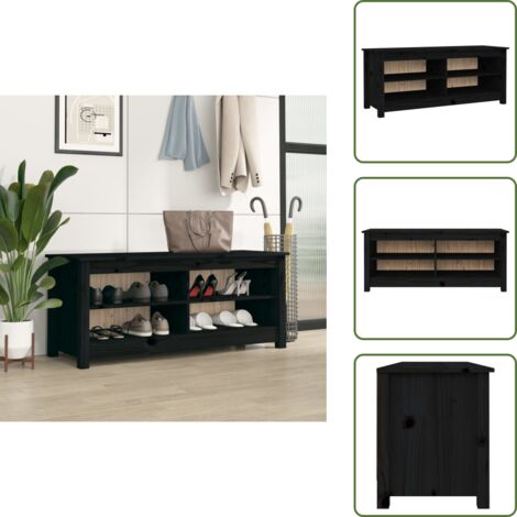 Scarpiera per scarpe - vidaXL Scarpiera Nera 110x38x45,5 cm in Legno Massello di Pino - Scarpiera con scomparti