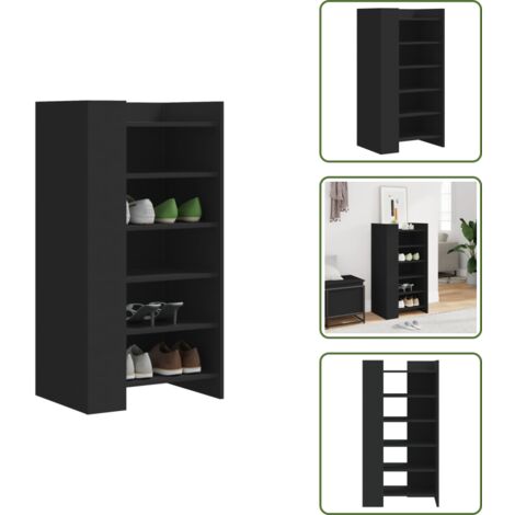 Scarpiera per scarpe - vidaXL Scarpiera Nera 52x37,5x100 cm in Legno Multistrato - Scarpiera con ripiani
