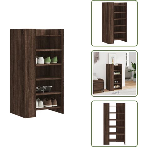 Scarpiera per scarpe - vidaXL Scarpiera Rovere Marrone 52x37,5x100 cm in Legno Multistrato - Scarpiera da parete