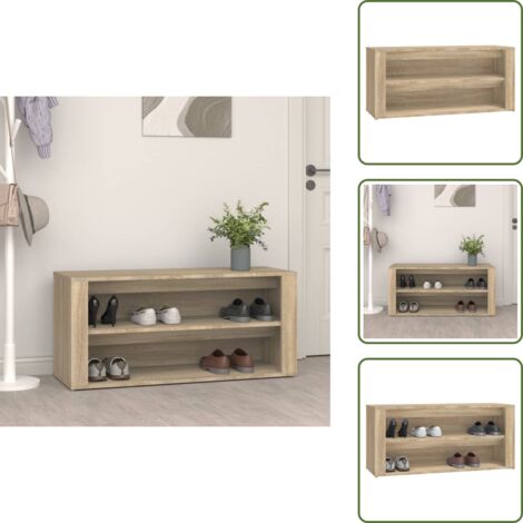 Scarpiera per scarpe - vidaXL Scarpiera Rovere Sonoma 100x35x45 cm in Legno Multistrato - Scarpiera decorativa