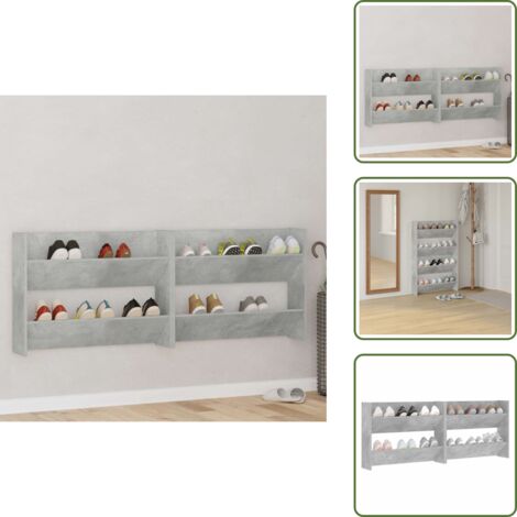 Scarpiera per scarpe - vidaXL Scarpiere Muro 2pz Grigio Cemento 80x18x60cm Legno Multistrato - Scarpiera per stivali