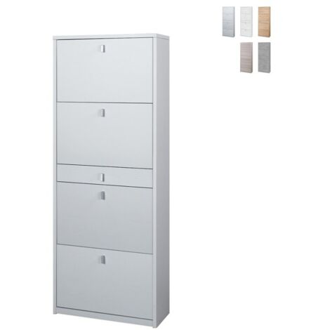 Scarpiera quattro ante un cassetto Bianco Cenere 63x29x h164 cm