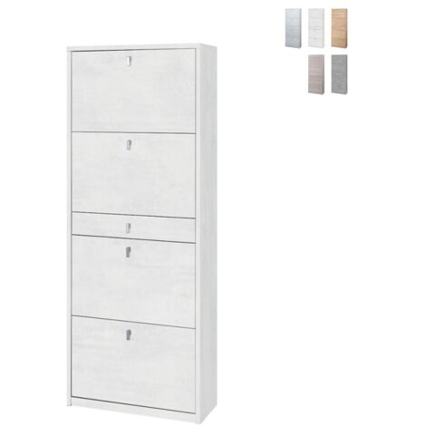 Scarpiera quattro ante un cassetto Bianco Ossido 63x29x h164 cm