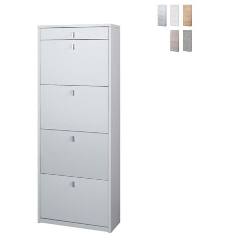 Scarpiera quattro ante un cassetto superiore Bianco Cenere 63x29x h164 cm