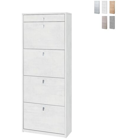 Scarpiera quattro ante un cassetto superiore Bianco Ossido 63x29x h164 cm