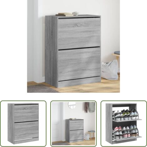 Scarpiera ribaltabile -  Scarpiera 2 Cassetti Ribaltabili Grigio Sonoma 80x42x108 cm