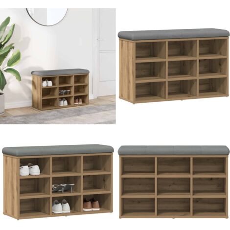 Scarpiera Rovere Artigianale 82x32x50 cm in Legno Multistrato - Scarpiera da corridoio - Panca porta scarpe