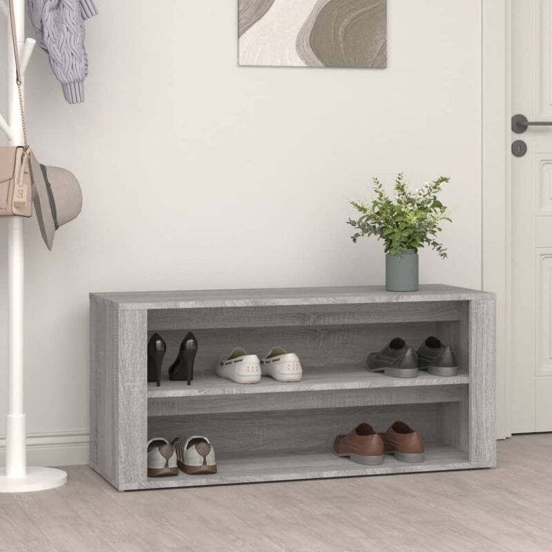 Scarpiera Salvaspazio, Portascarpe Grigio Sonoma 100x35x45 cm in Legno Multistrato Vidaxl