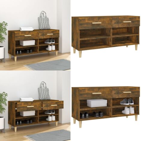 Scarpiera Rovere Fumo 102x35x55 cm in Legno Multistrato - Scarpiera multistrato - Scarpiera rovere fumo