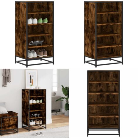 Scarpiera Rovere Fumo 48x38x97,5 cm in Legno Multistrato - Scarpiera con mensole - Scarpiera ventilata