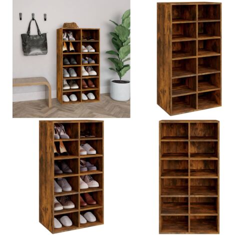Scarpiera Rovere Fumo 54x34x100,5 cm in Legno Multistrato - Scarpiera multistrato - Scarpiera per scarpe