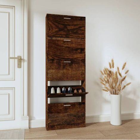 Scarpiera Rovere Fumo 59x17x169 cm in Legno Multistrato vidaXL