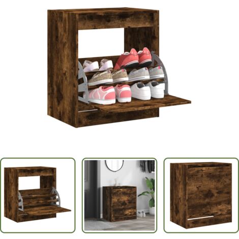 Scarpiera rovere fumo -  Scarpiera Rovere Fumo 60x42x69 cm in Legno Multistrato
