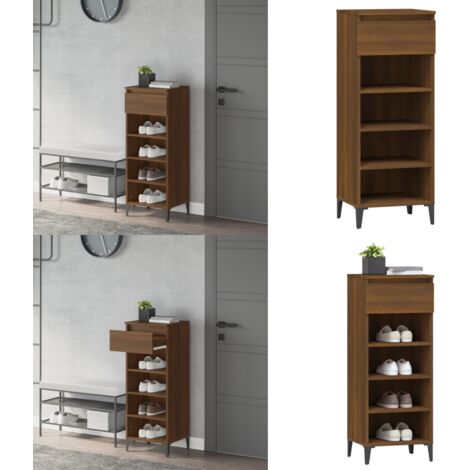 Scarpiera Rovere Marrone 40x36x105 cm in Legno Multistrato - Scarpiera marrone - Scarpiera con cassetto