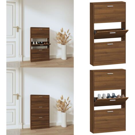 Scarpiera Rovere Marrone 59x17x108 cm in Legno Multistrato - Scarpiera con cassetti - Scarpiera per ingresso