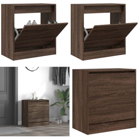 Scarpiera Rovere Marrone 60x34x63,5 cm in Legno Multistrato - Scarpiera marrone - Scarpiera per ingresso