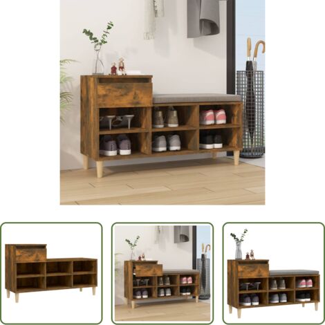 Scarpiera rovere -  Scarpiera Rovere Fumo 102x36x60 cm in Legno Multistrato