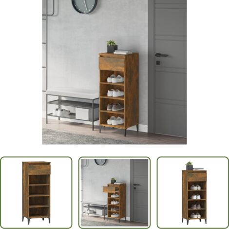 Scarpiera rovere -  Scarpiera Rovere Fumo 40x36x105 cm in Legno Multistrato