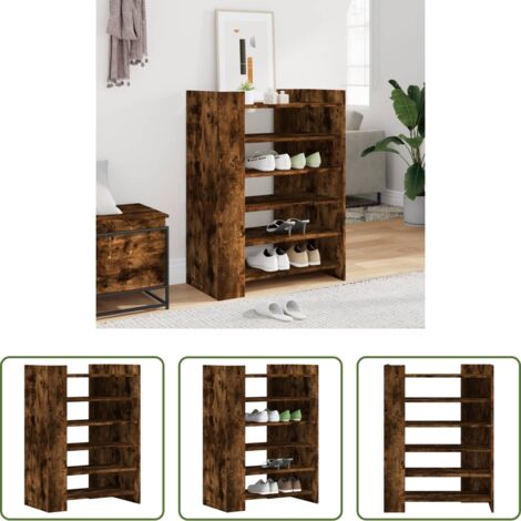 Scarpiera rovere -  Scarpiera Rovere Fumo 74,5x37,5x100 cm in Legno Multistrato