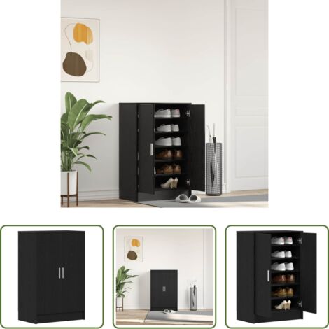 Scarpiera rovere - Scarpiera Rovere Rovere Nero 60x35x92 cm in Legno Multistrato